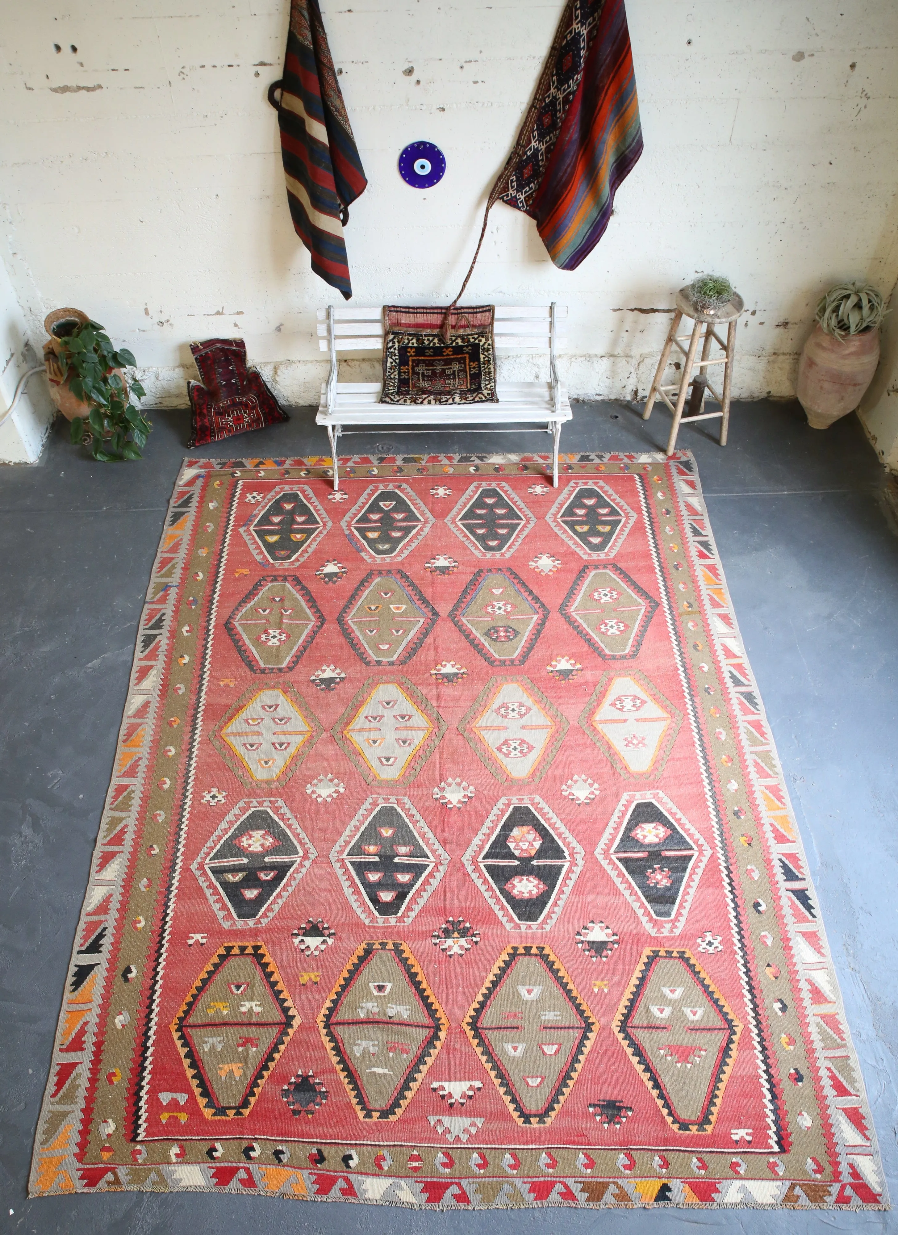 Old Sivas Sarkisla Turkish Kilim Rug
