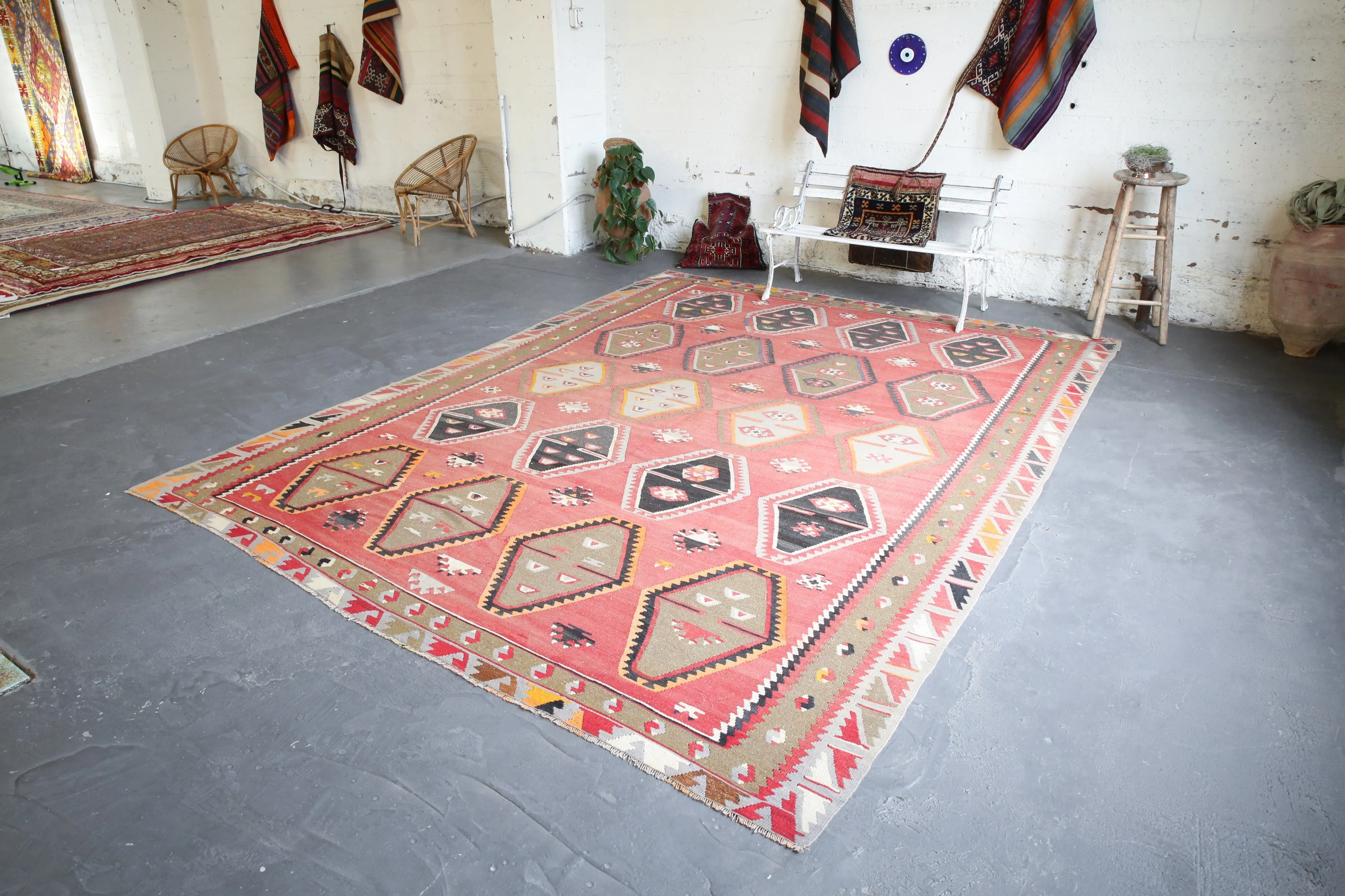 Old Sivas Sarkisla Turkish Kilim Rug
