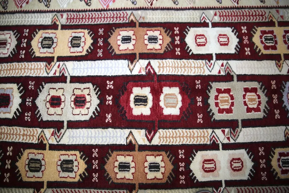 Old Turkish Milas Rug 4.3ftx7.7ft