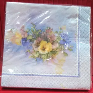 PAINT BOX PANSIES BEVERAGE NAPKINS