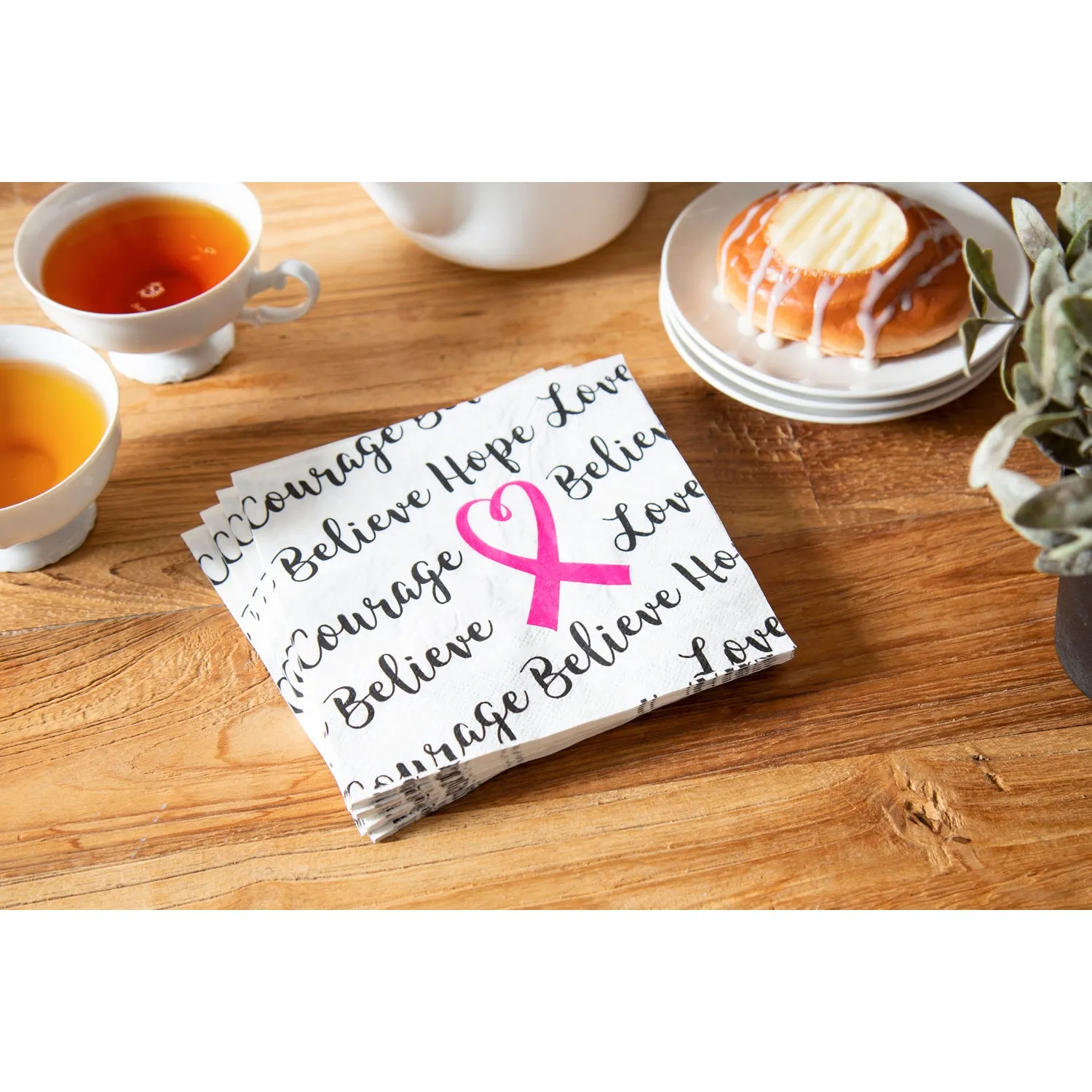 Paper Luncheon Napkin, 20 count, Pink Ribbon,4nl6186