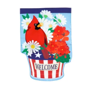 Patriotic Cardinal and Flowers Garden Applique Flag,169145