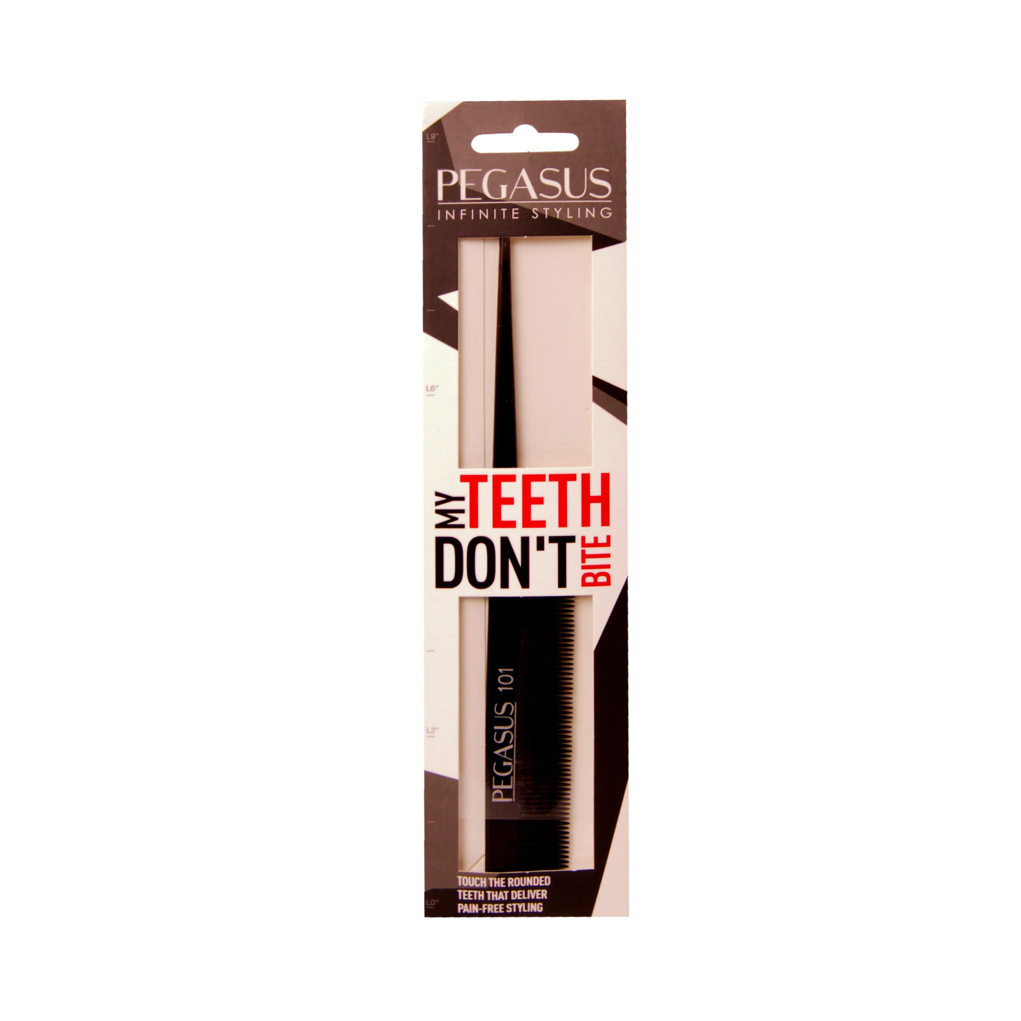 Pegasus 101, 8in Hard Rubber Fine Tooth Rat Tail Comb, Handmade, Seamless, Smooth Edges, Anti Static, Heat and Chemically Resistant, Great for Parting, Coloring Hair | Peines de goma dura - Black