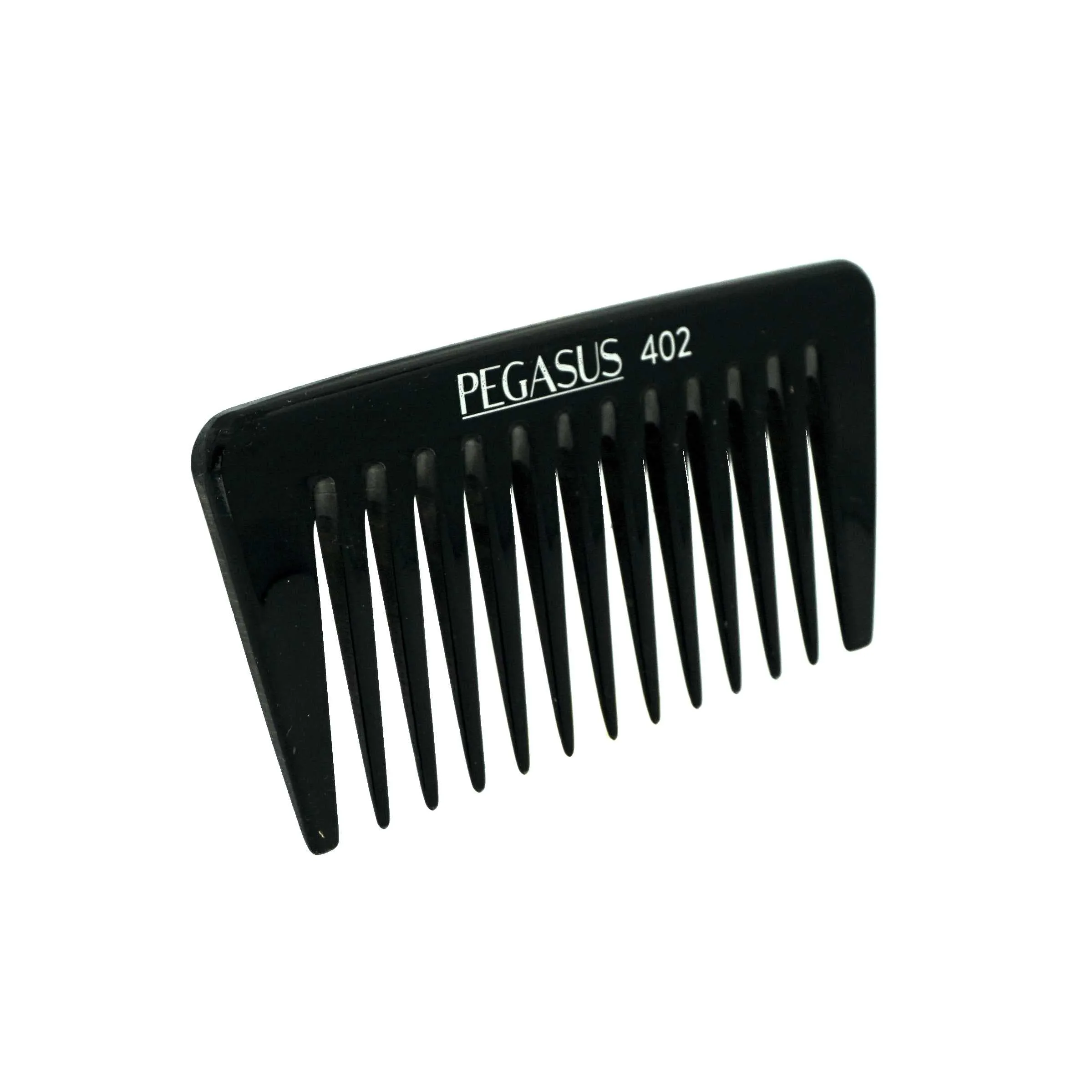 Pegasus 402, 5in Hard Rubber Wide Tooth Tall Styling Comb, Handmade, Seamless, Smooth Edges, Anti Static, Heat and Chemically Resistant, Wet Hair, Everyday Grooming Comb | Peines de goma dura - Black