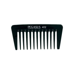 Pegasus 402, 5in Hard Rubber Wide Tooth Tall Styling Comb, Handmade, Seamless, Smooth Edges, Anti Static, Heat and Chemically Resistant, Wet Hair, Everyday Grooming Comb | Peines de goma dura - Black