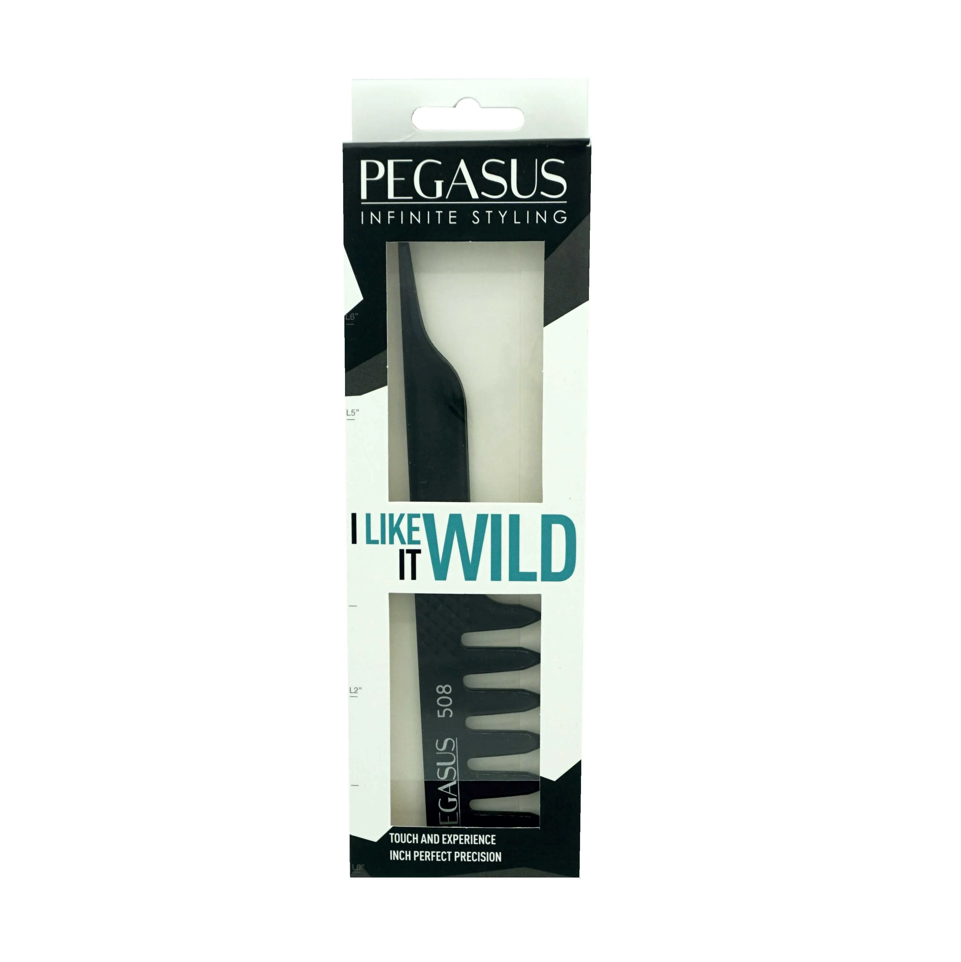 Pegasus 508, 7.5in Blow Dry Comb, Handmade, Seamless, Smooth Edges, Anti Static, Heat and Chemically Resistant, Wet Hair, Everyday Grooming Comb | Peines de goma dura - Black