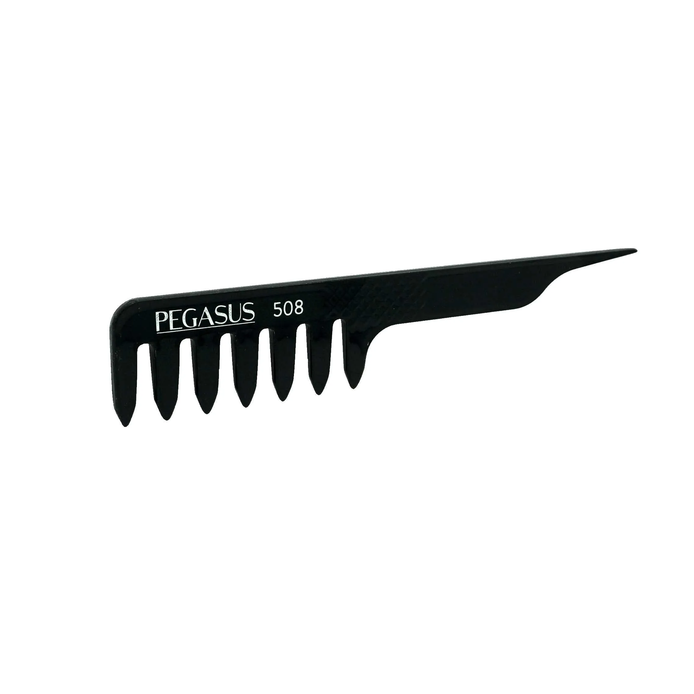 Pegasus 508, 7.5in Blow Dry Comb, Handmade, Seamless, Smooth Edges, Anti Static, Heat and Chemically Resistant, Wet Hair, Everyday Grooming Comb | Peines de goma dura - Black