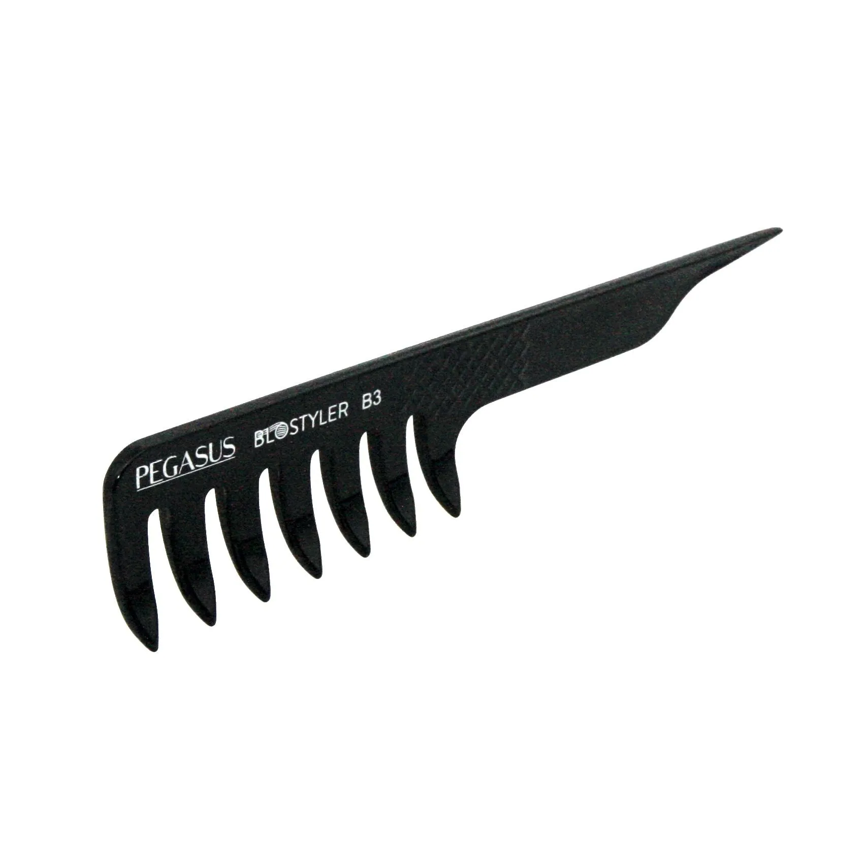 Pegasus 509_B3, 7in Blow Dry Comb, Handmade, Seamless, Smooth Edges, Anti Static, Heat and Chemically Resistant, Wet Hair, Everyday Grooming Comb | Peines de goma dura - Black