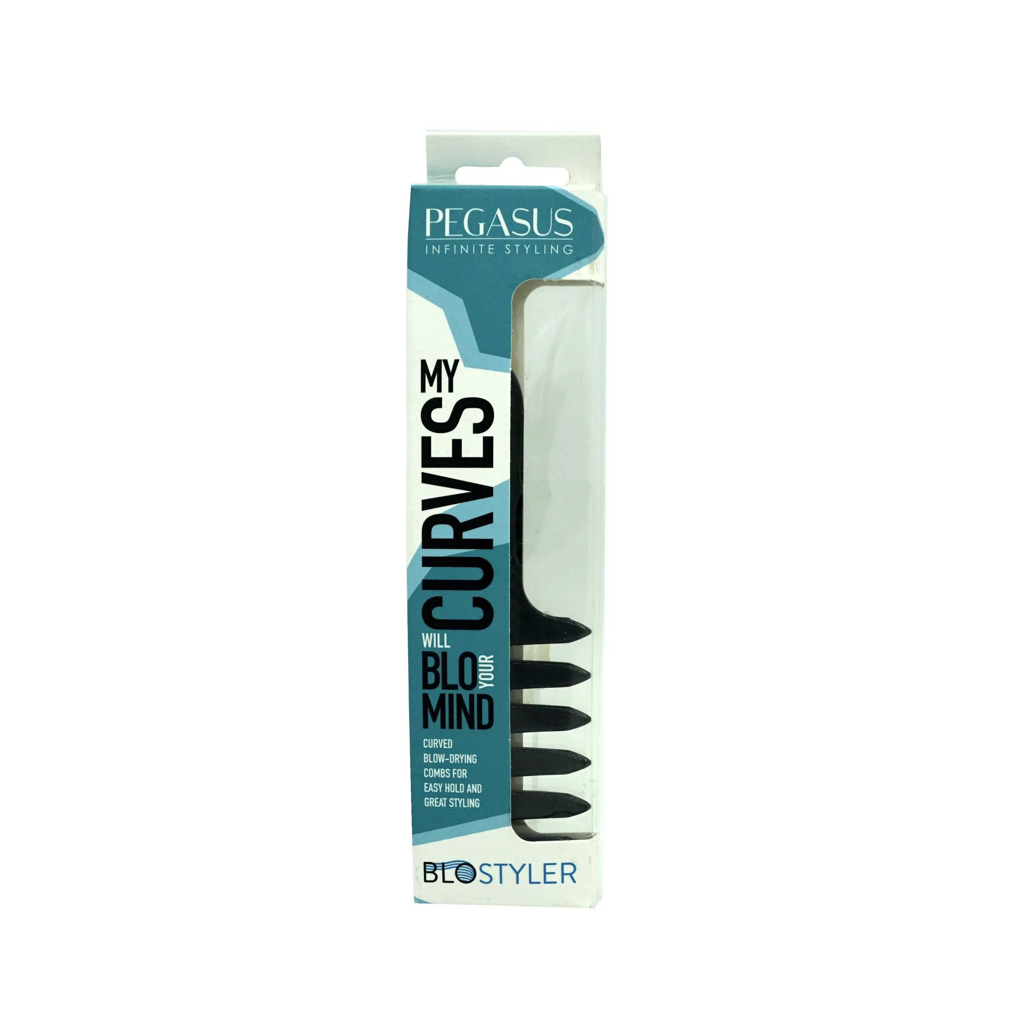 Pegasus 509_B3, 7in Blow Dry Comb, Handmade, Seamless, Smooth Edges, Anti Static, Heat and Chemically Resistant, Wet Hair, Everyday Grooming Comb | Peines de goma dura - Black