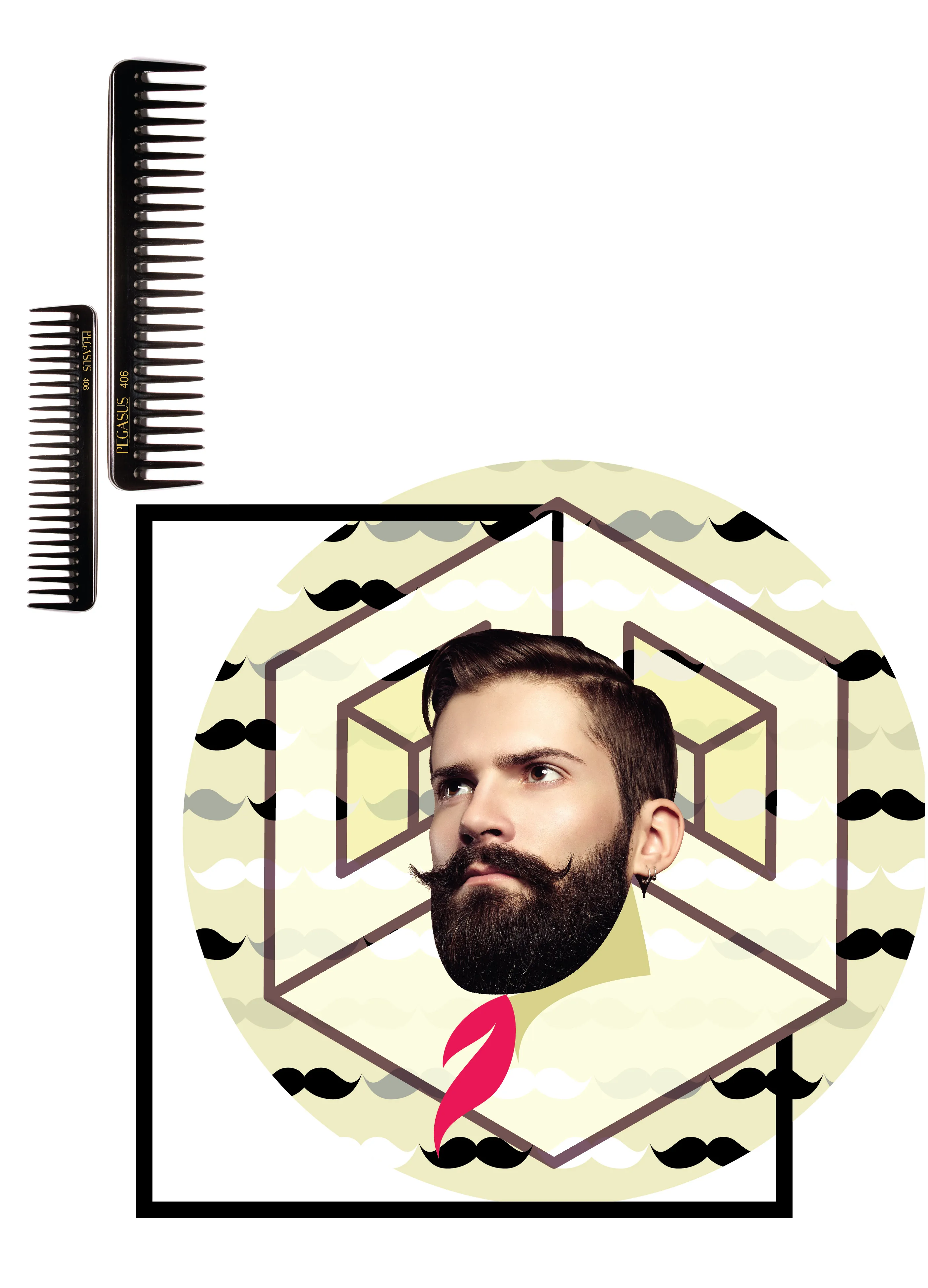 Pegasus 518A, 8in Hard Rubber Fine Tooth Barber Clipper Comb, Handmade, Seamless, Smooth Edges, Anti Static, Heat and Chemically Resistant Comb | Peines de goma dura - Black