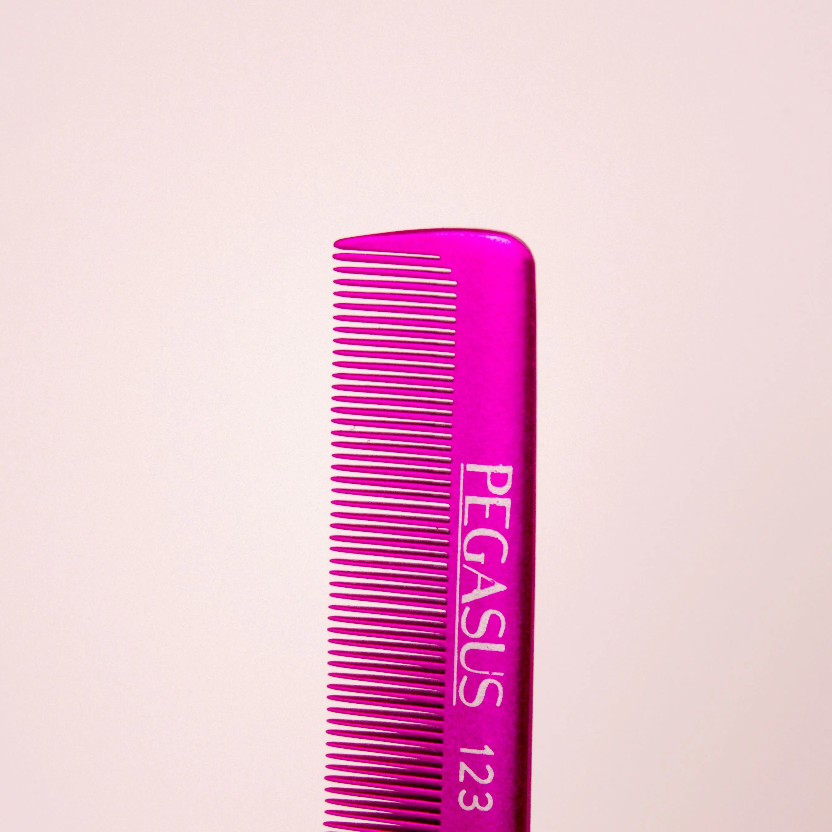 Pegasus MICOLOR 123, 9.75in Hard Rubber Fine Tooth Pintail Comb, Seamless, Anti Static, Heat and Chemically Resistant, Stainless Steel Pin, Great for Parting, Coloring Hair | Peines de goma dura - Pink