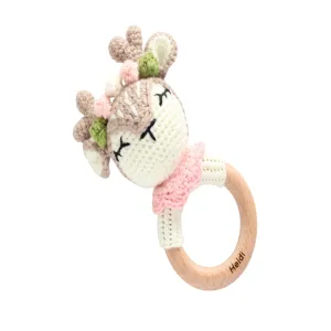 Personalised Rattle Crochet Elk with Flowers