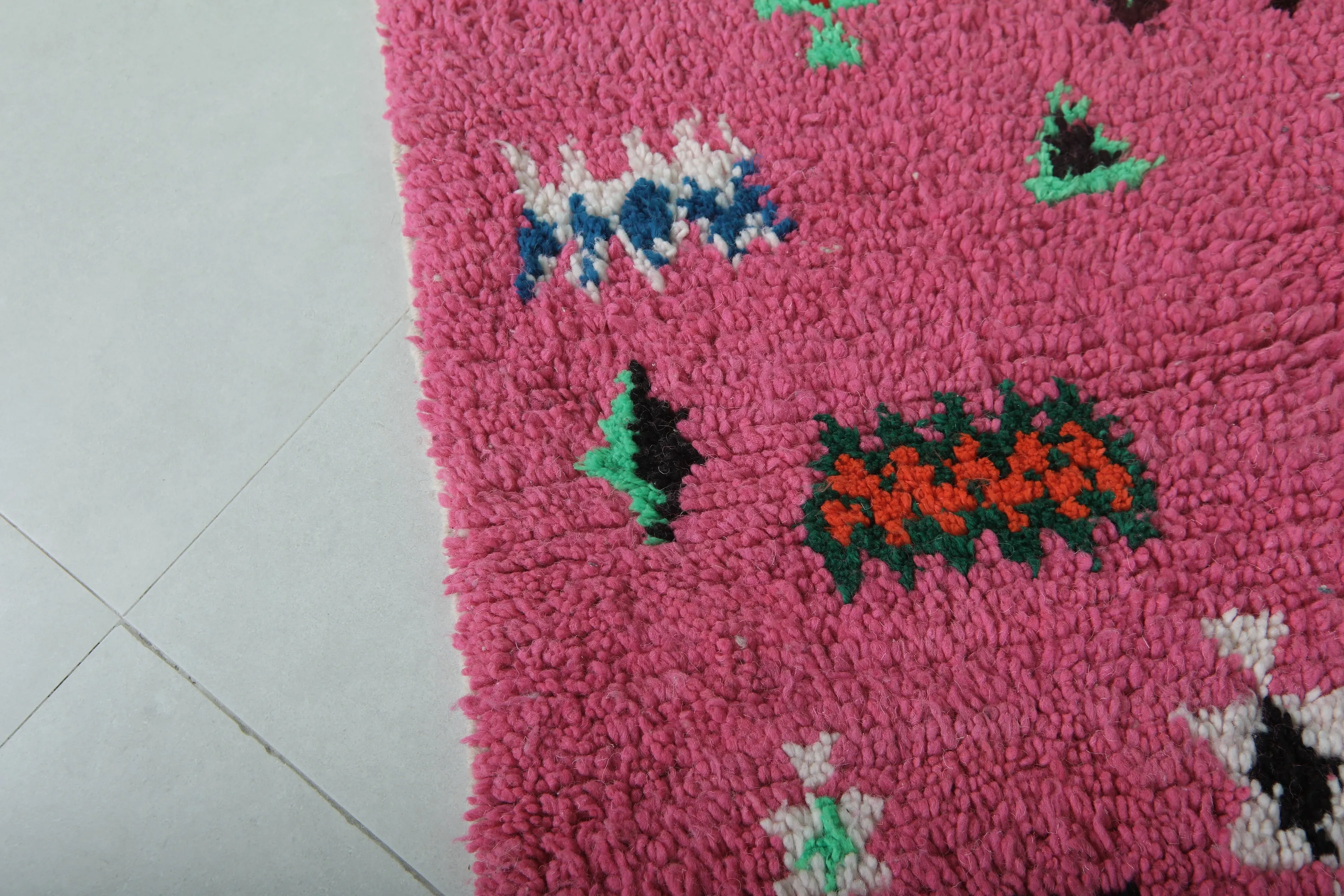 Pink Moroccan Rug - Handmade 5 X 4.8 Feet | Vibrant Berber Design