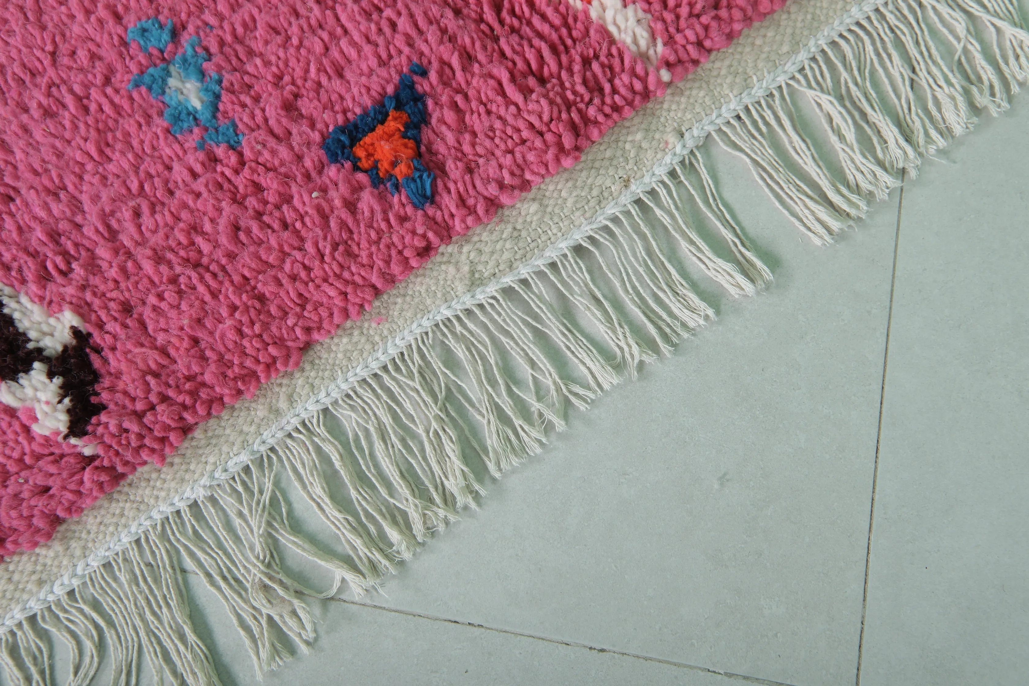 Pink Moroccan Rug - Handmade 5 X 4.8 Feet | Vibrant Berber Design