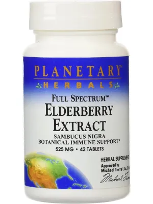 Planetary Herbals, Elderberry Extract, Full Spectrum™ 525 mg, 42 Tablets