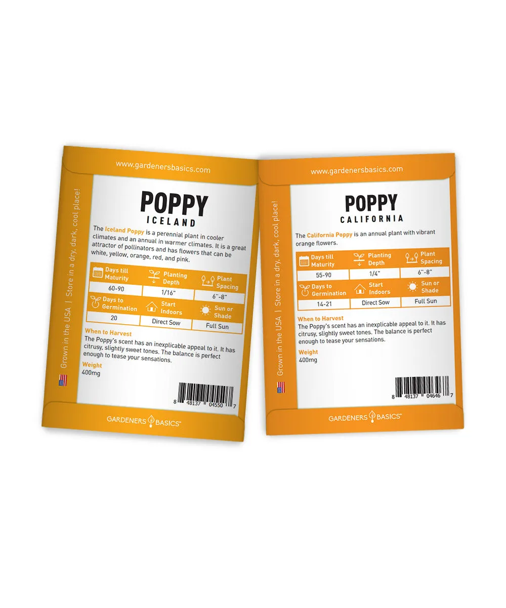 Poppy Seed Assortment for Planting | 4 Vibrant Varieties