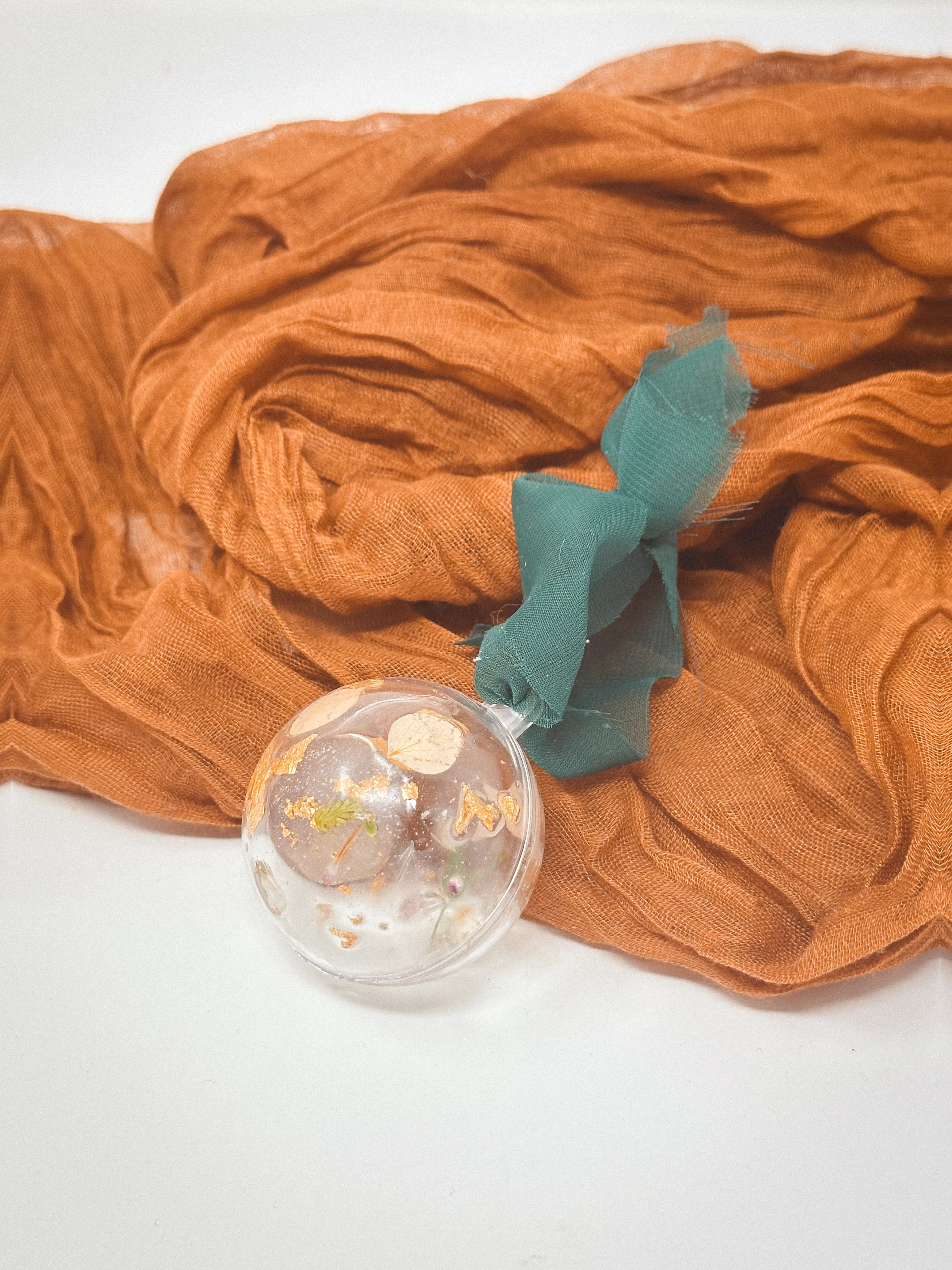 Pressed flower resin ball ornament