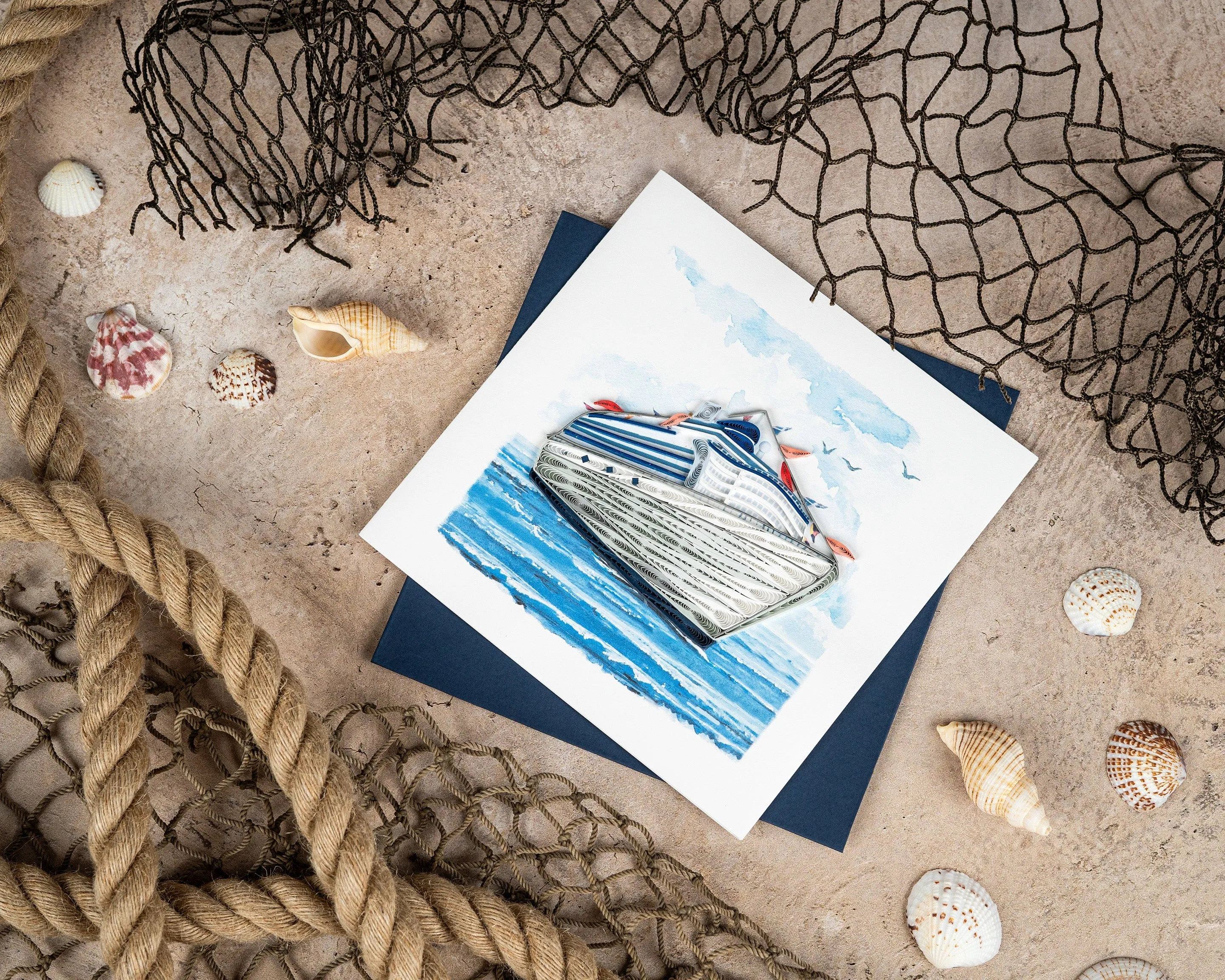 Quilled Cruise Ship Greeting Card