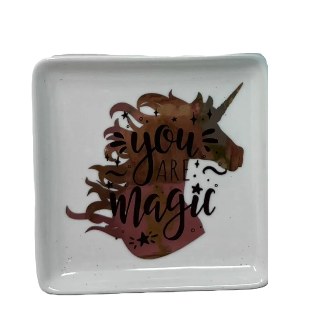 "Don't Be Basic" Unicorn Water Bottle and Trinket Tray