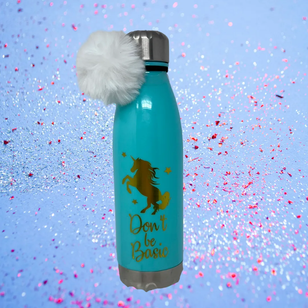 "Don't Be Basic" Unicorn Water Bottle and Trinket Tray