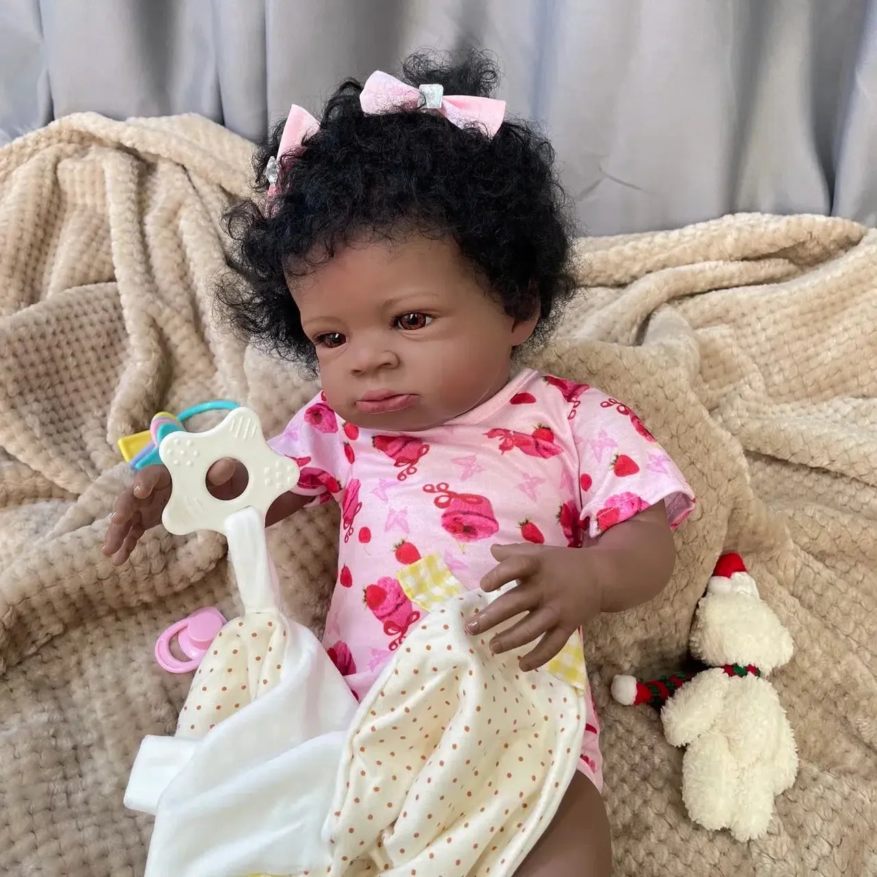 Radiant Elegance: 20-Inch Finished African American Doll - Lanny