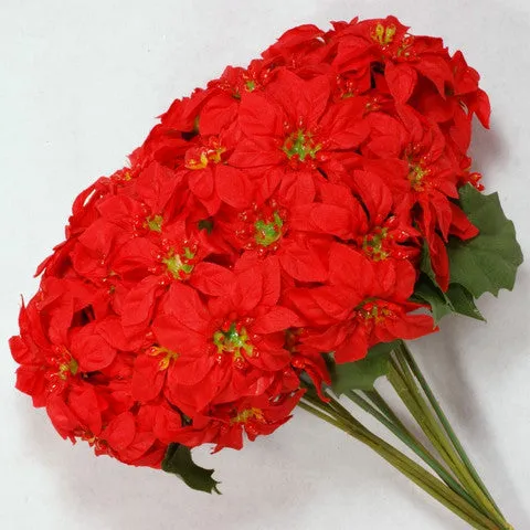 Red Poinsettia Silk Flowers 2''
