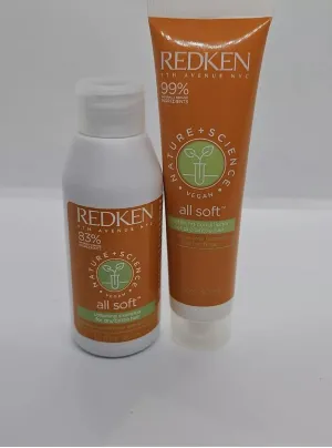 Redken Nature   Science All Soft Shampoo 1.6 oz & conditioner 1 oz Travel DUO -FB