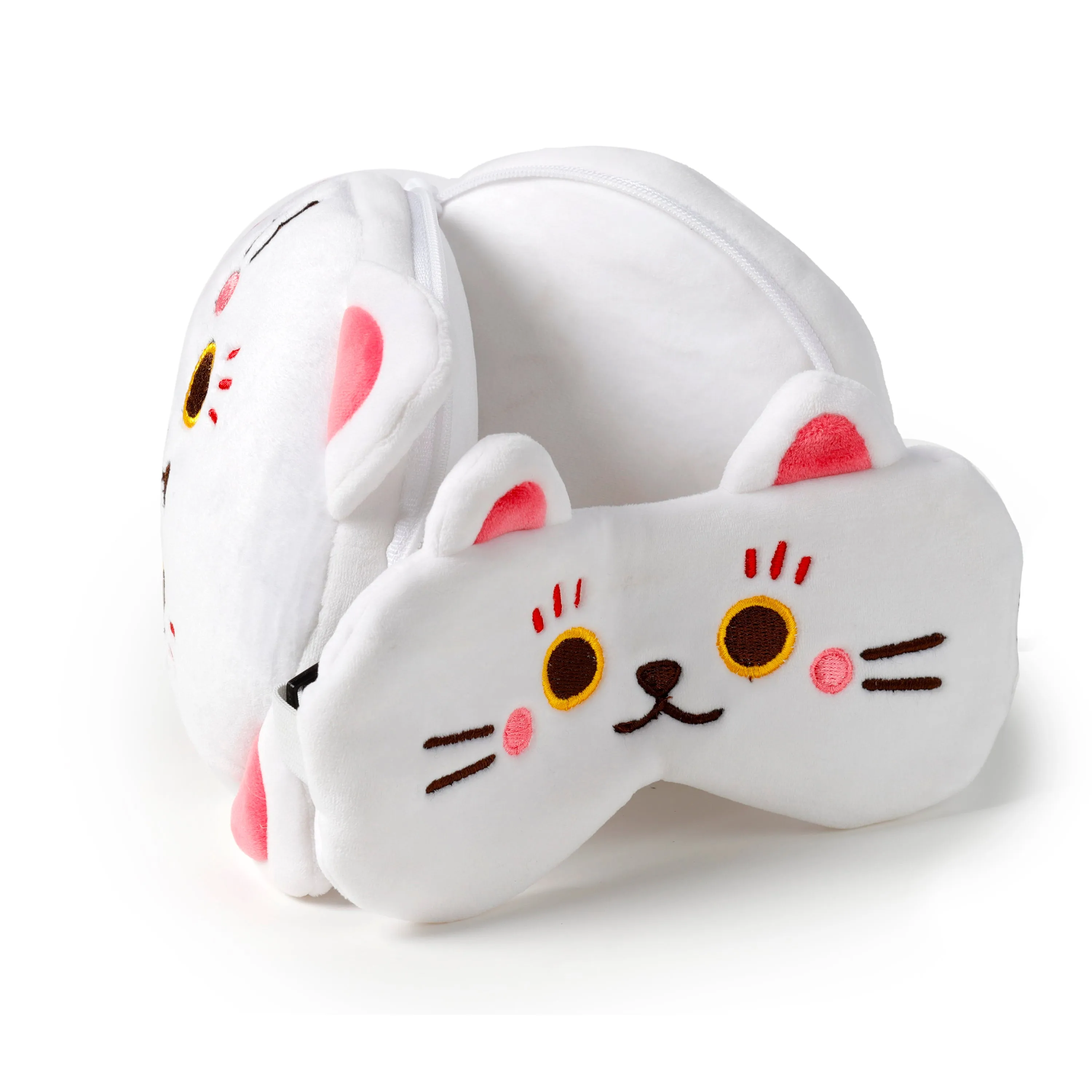 Relaxeazzz Travel Pillow & Eye Mask - Maneki Neko Lucky Cat