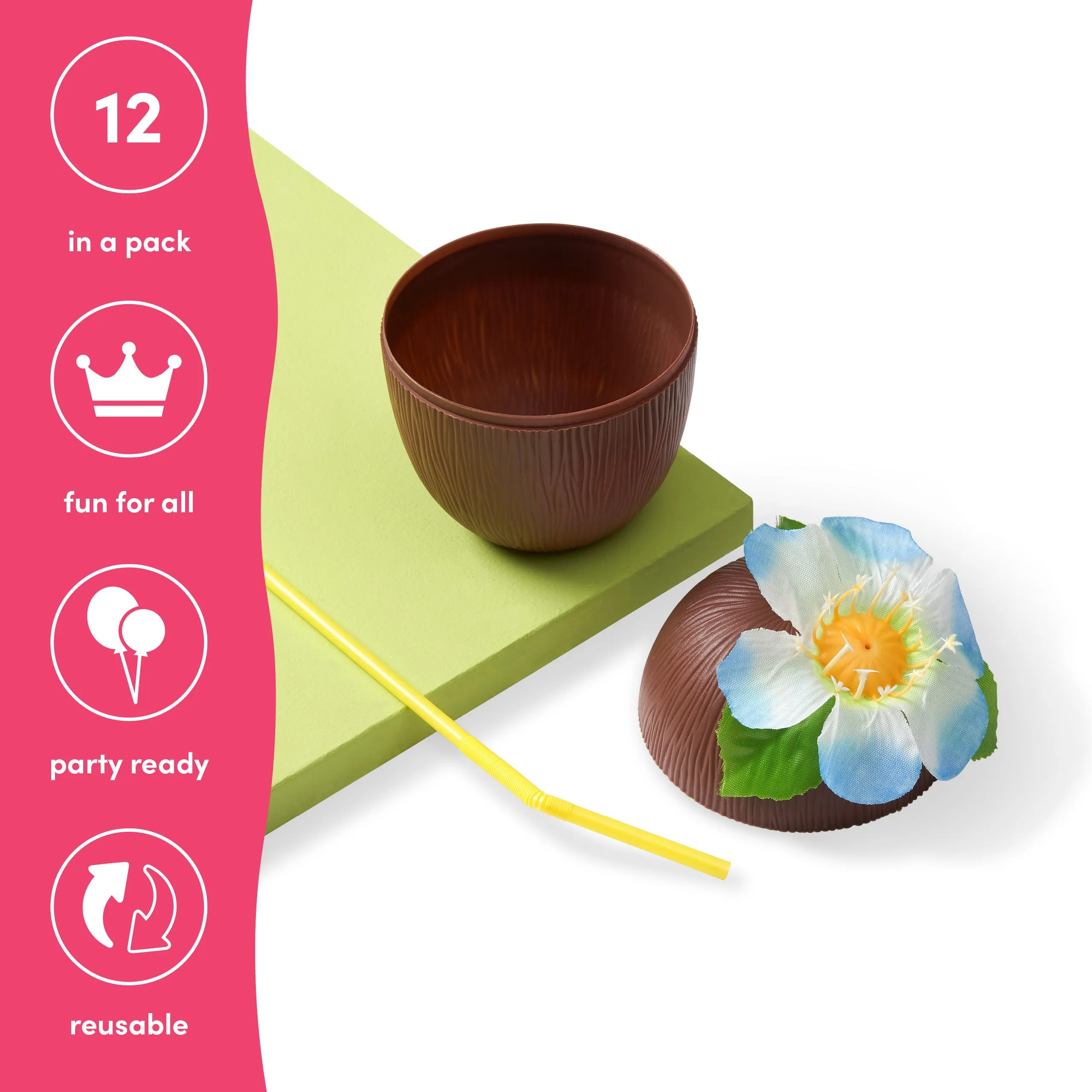Reusable Coconut Cups with Straws (340 ml)