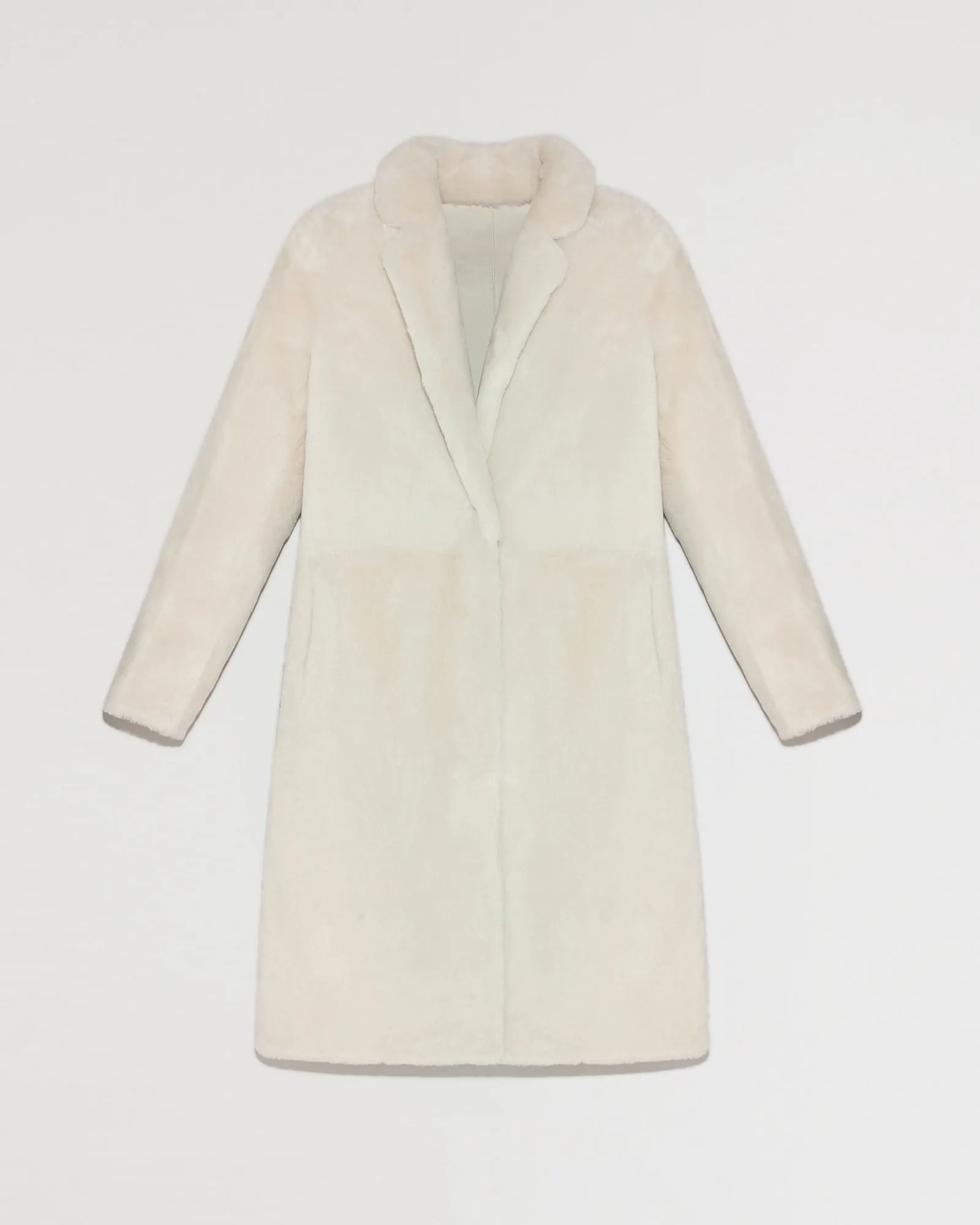 Reversible merino shearling coat