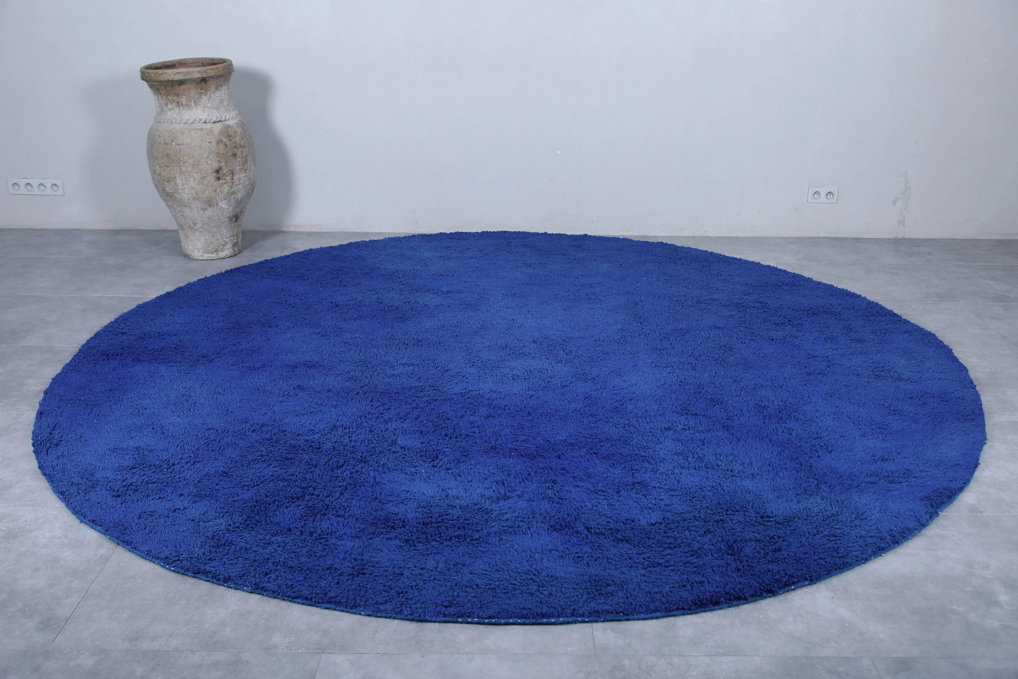 Round blue berber moroccan rug - custom rounded berber rug