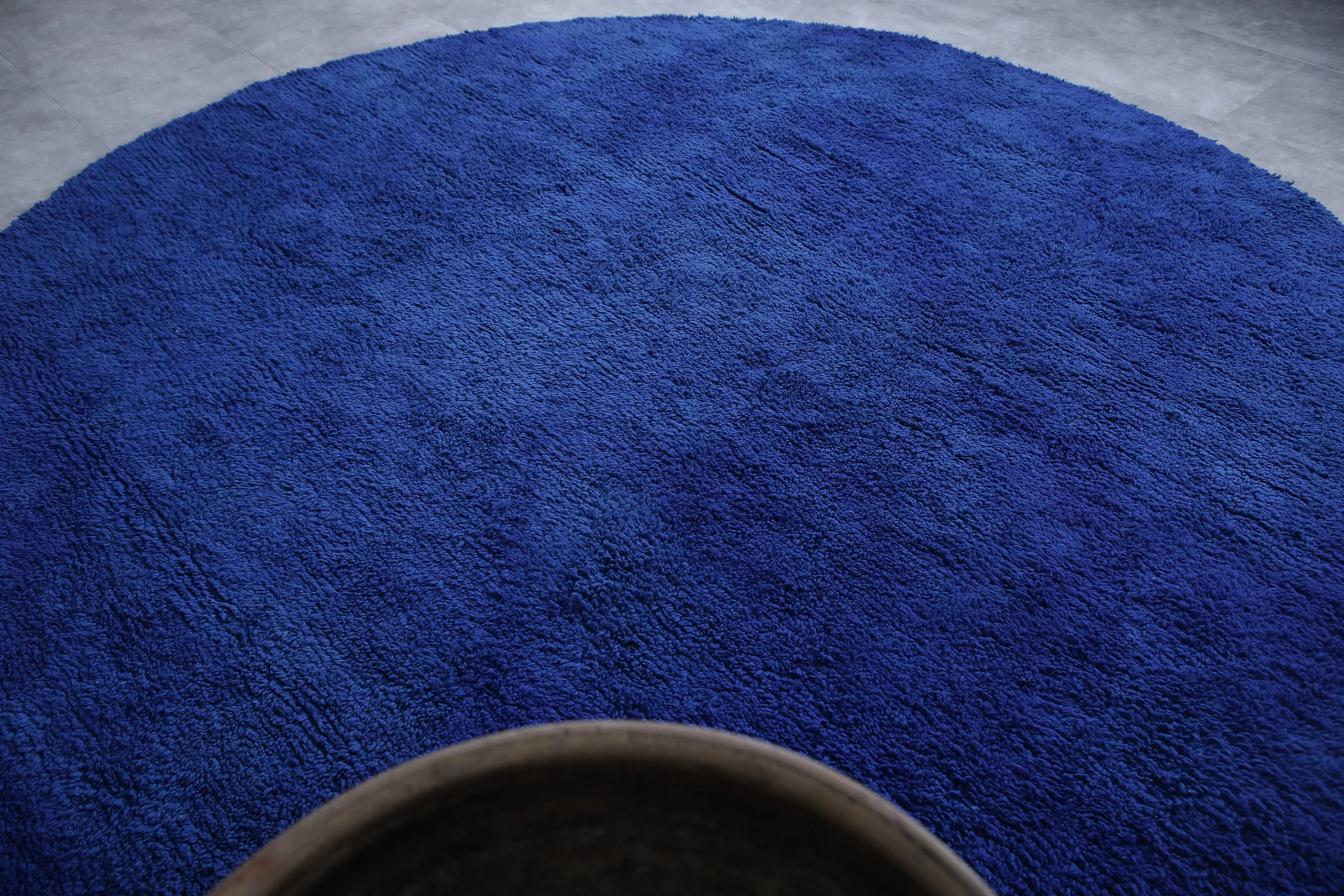 Round blue berber moroccan rug - custom rounded berber rug