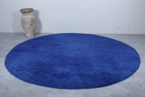Round blue berber moroccan rug - custom rounded berber rug