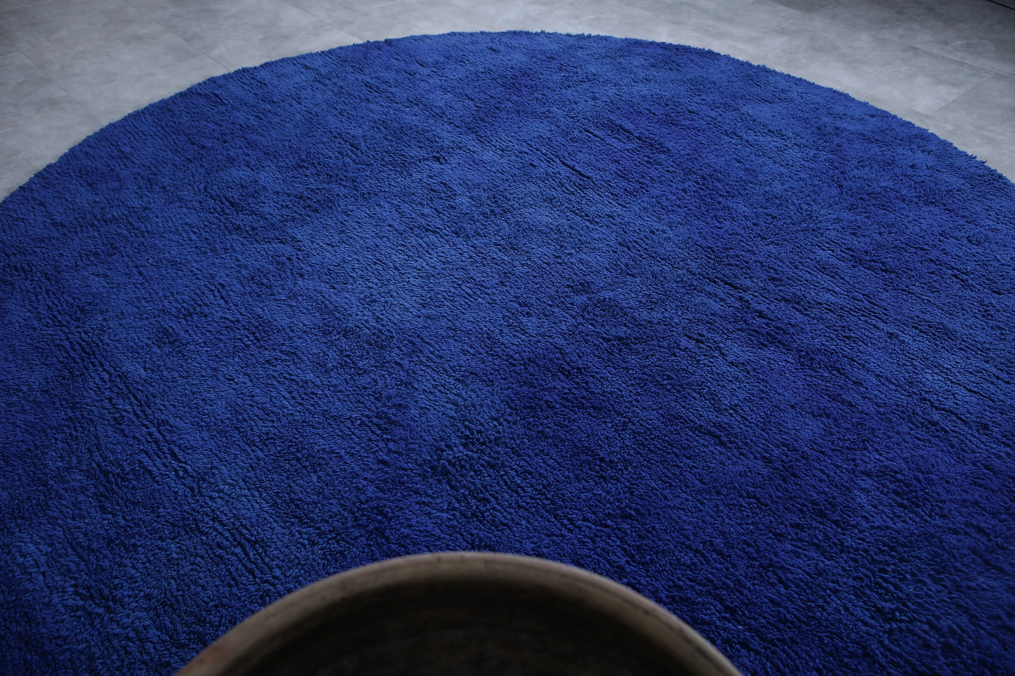 Round blue berber moroccan rug - custom rounded berber rug