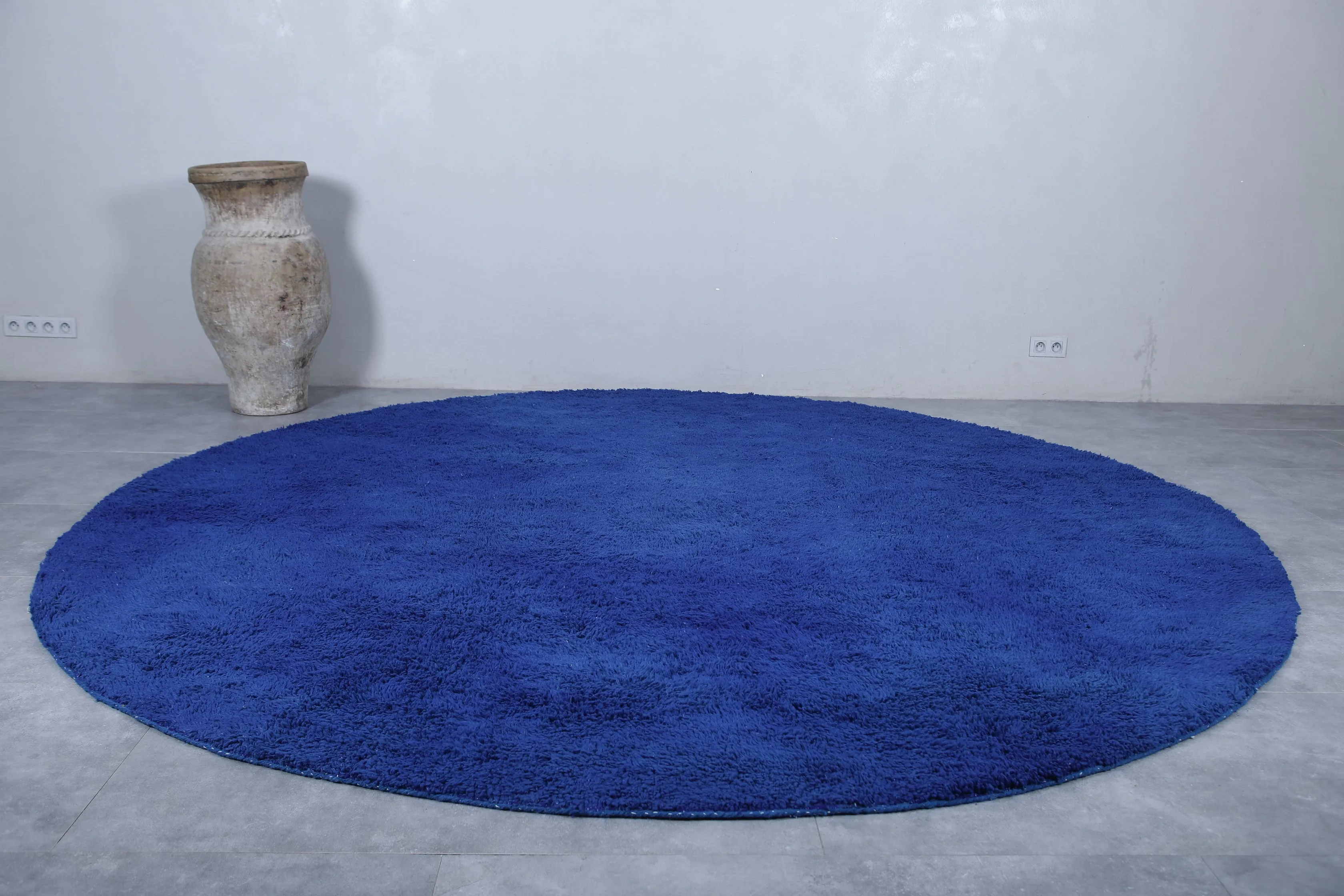 Round blue berber moroccan rug - custom rounded berber rug