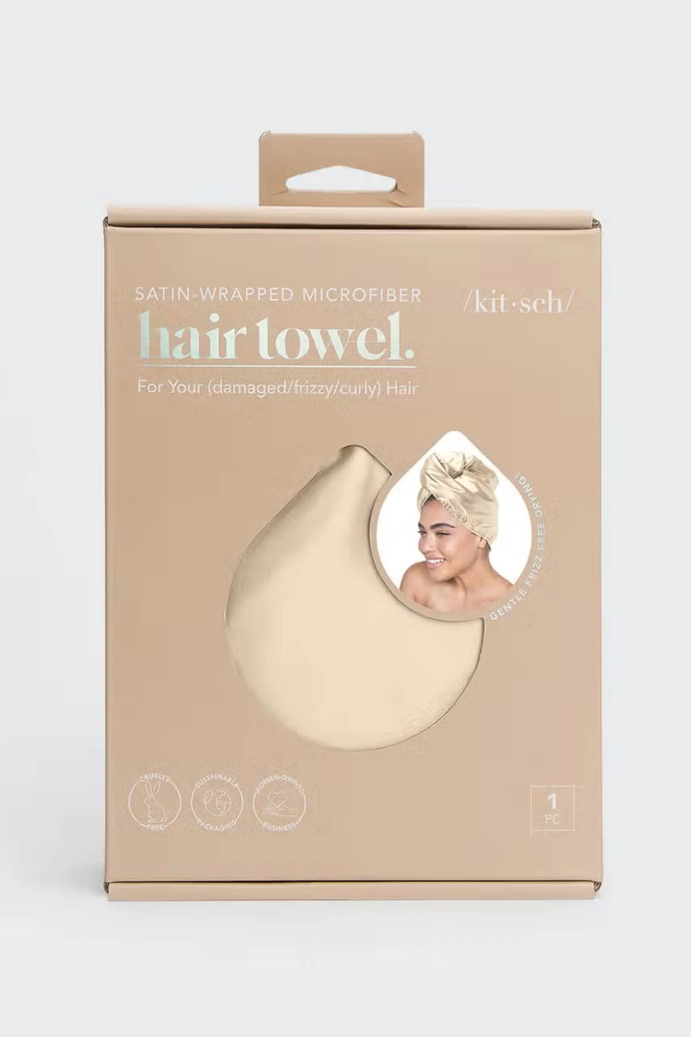 Satin Microfiber Hair Towel - Champagne