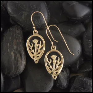 Scottish Thistle Earrings in 14K Gold