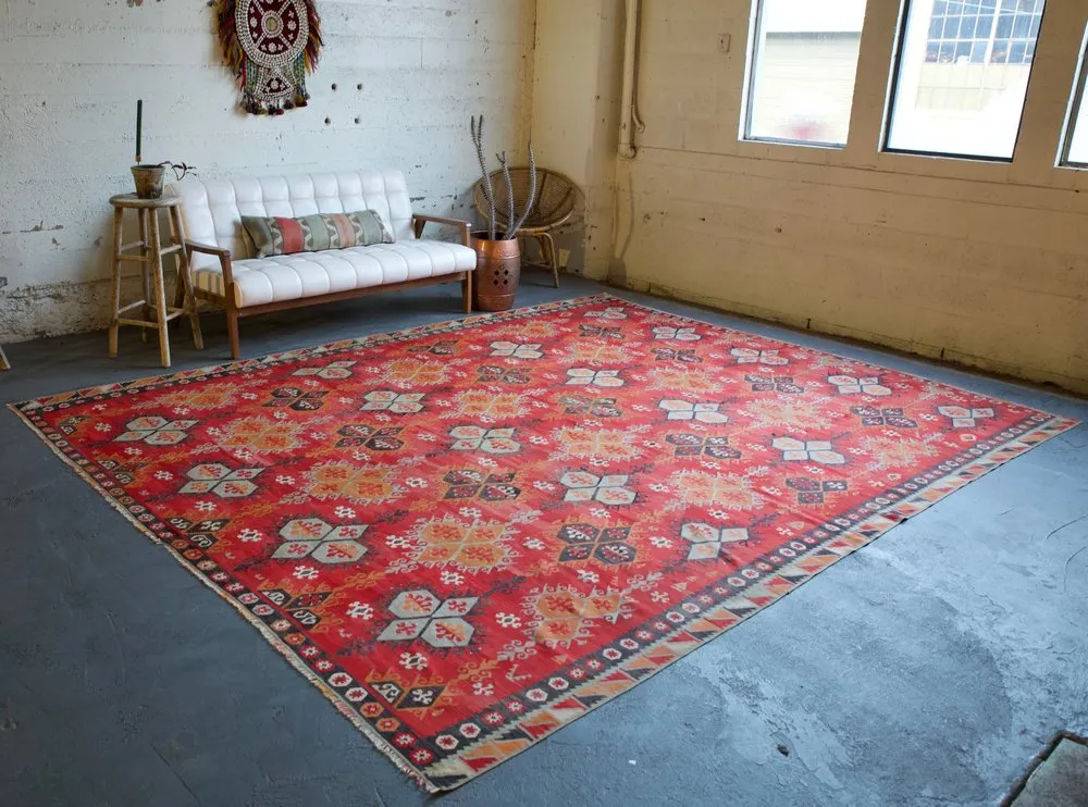 Semi-Antique Turkish Sivas Sarkisla kilim Rug 9'6"x12'