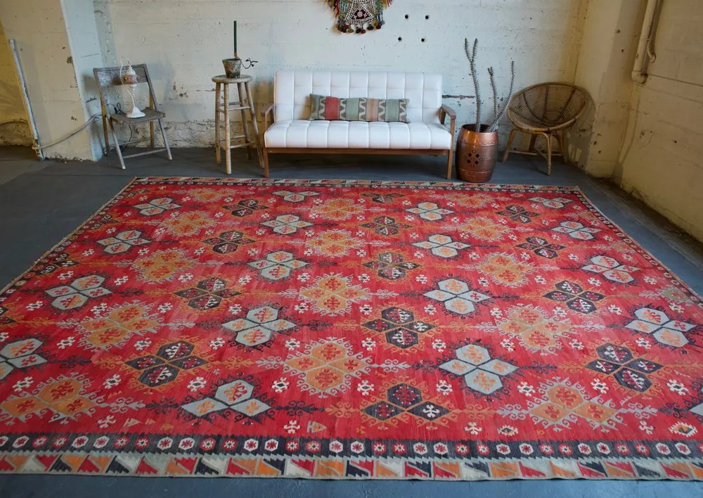 Semi-Antique Turkish Sivas Sarkisla kilim Rug 9'6"x12'