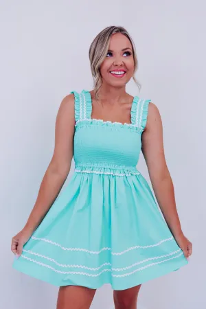 Sierra Smocked Sun Dress - Sea Foam