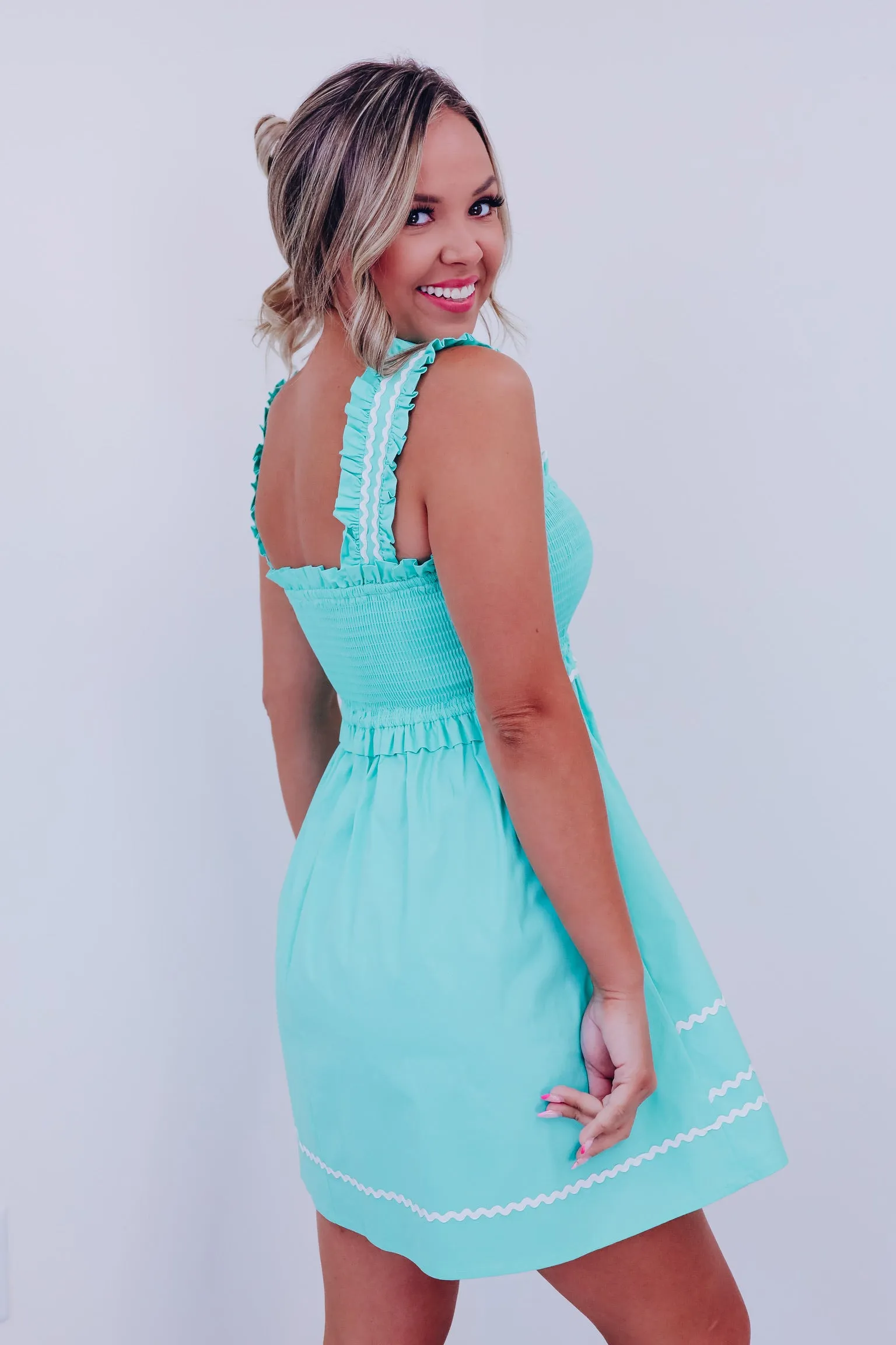 Sierra Smocked Sun Dress - Sea Foam