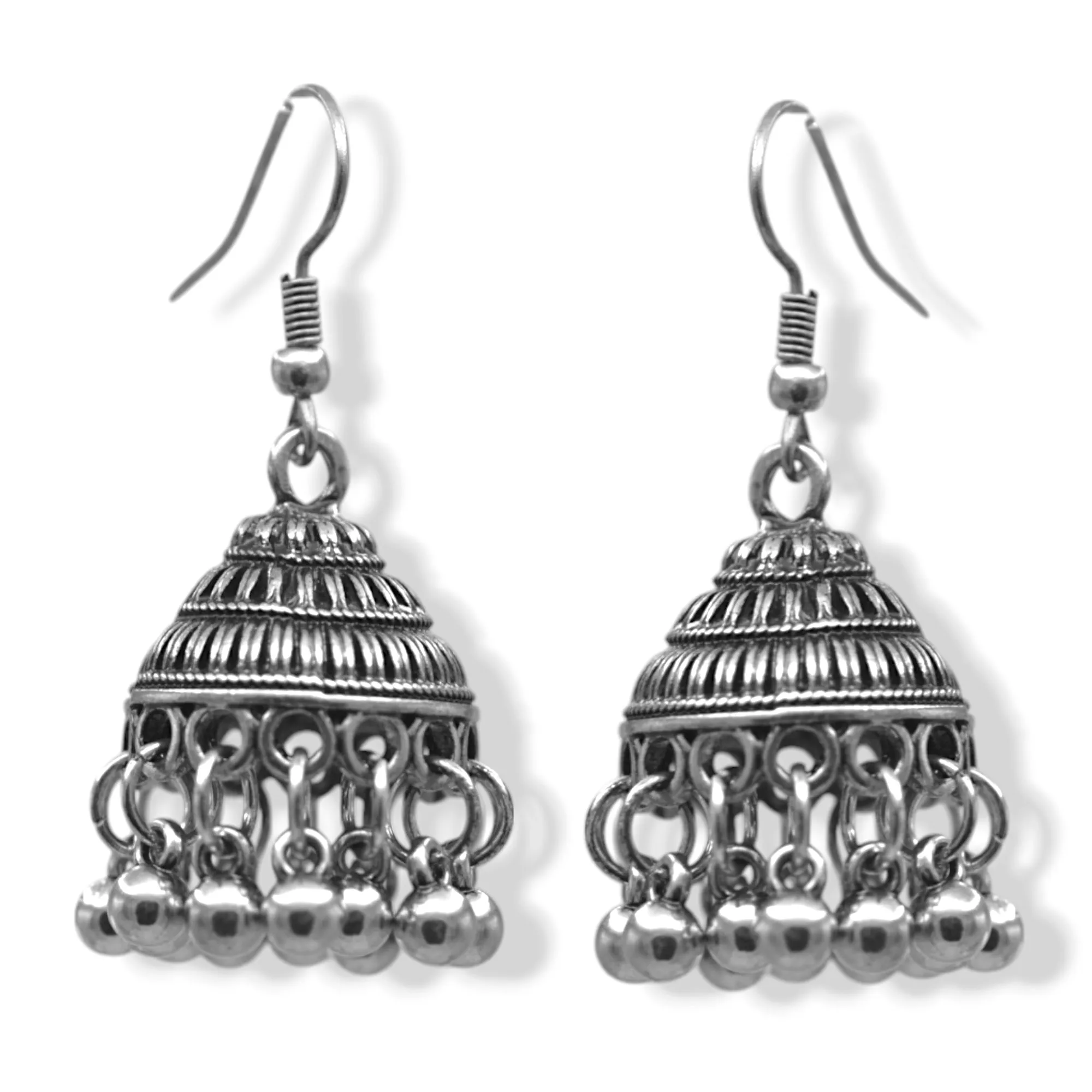 Silver-Tone Metal Indian Jhumka Earrings #$GFE6286