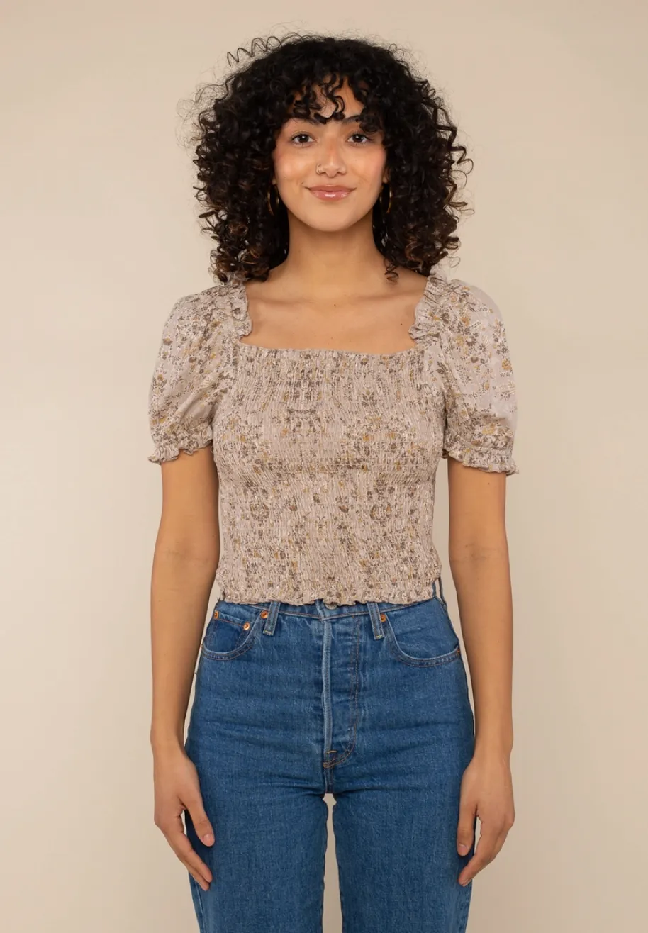 Smocked Floral Blouse
