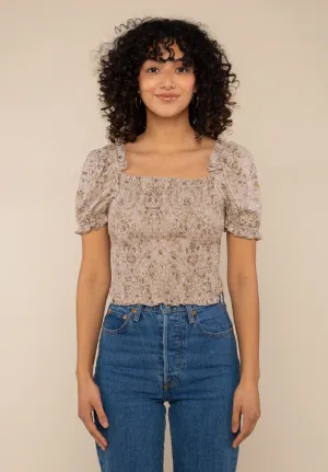 Smocked Floral Blouse