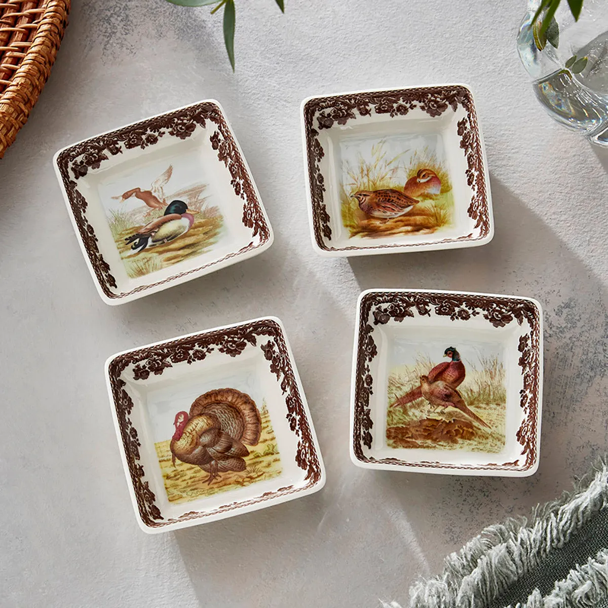 Spode Woodland Square Dishes (Set of 4)