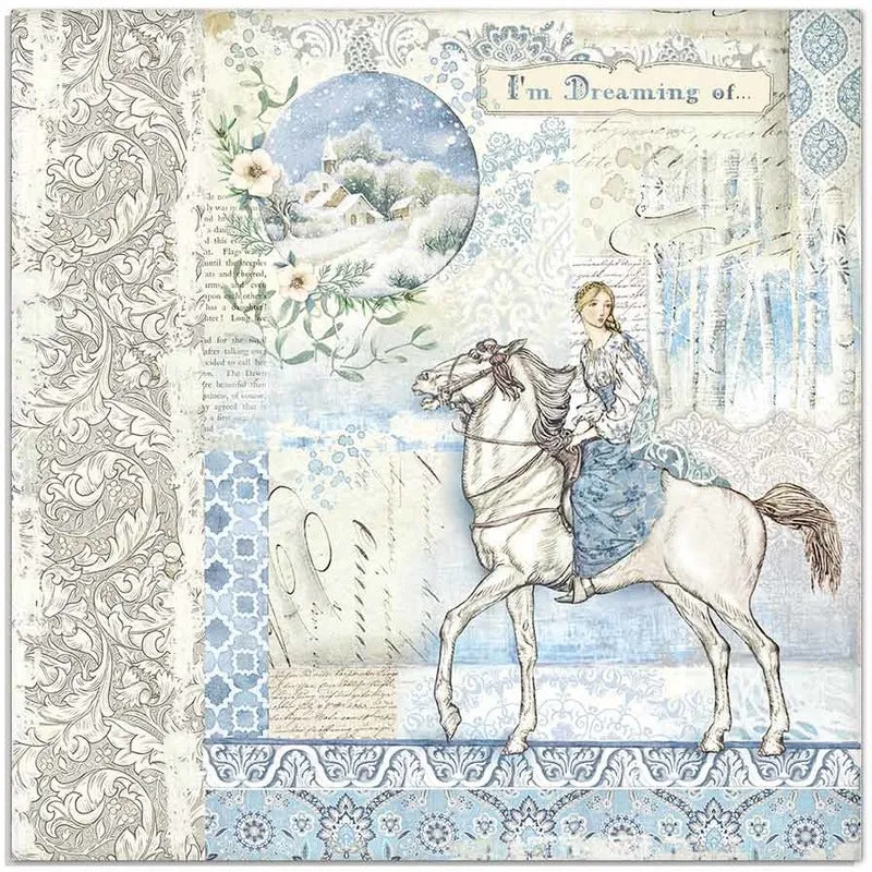 Stamperia - 12x12 Designer paper - Winter Tales - Horse