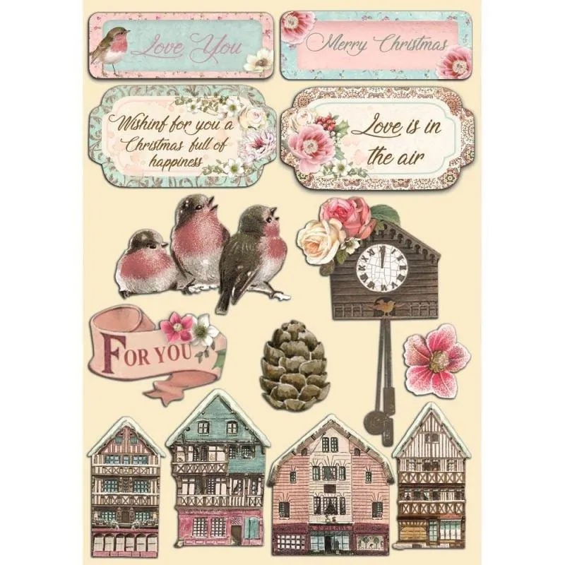 Stamperia - A5 Colored Wooden Shapes - Sweet Winter