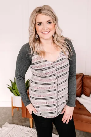 Stay Frosty Striped Raglan Knit Top