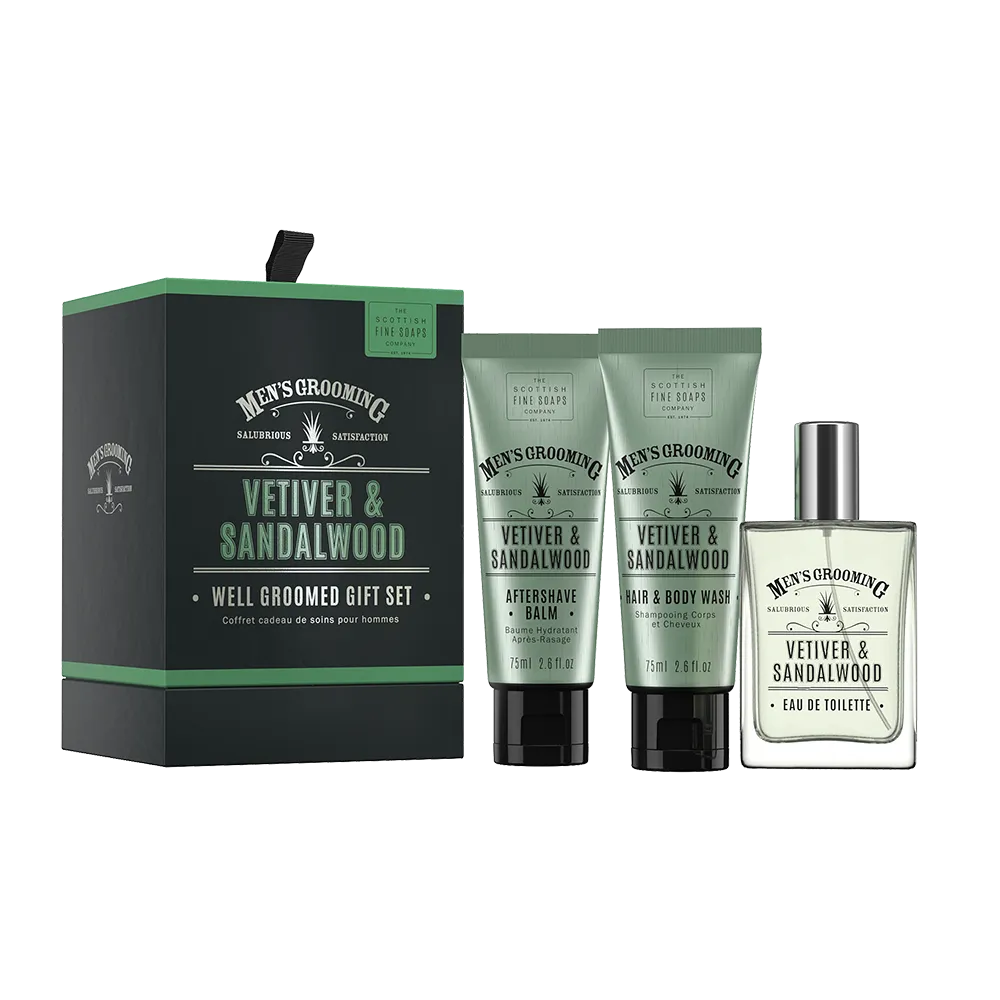 The Scottish Fine Soaps Company Vetiver & Sandalwood Well Groomed Gift Set
