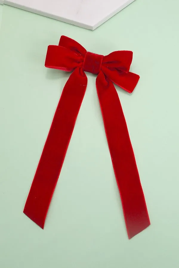The Valeria Velvet Ribbon Bow Hair Clip